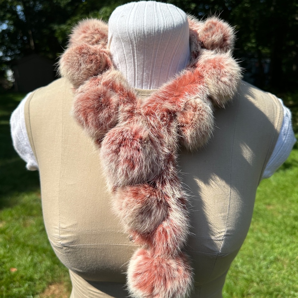 Luxurious rabbit Fur Pom Pom Wrap